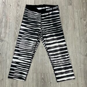 3/$15 Nike Pro Zebra Print Leggings - Black and White